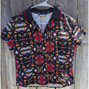 Vintage Roper Women's Size M Colorful Aztec Print Western Short Sleeve Shirt